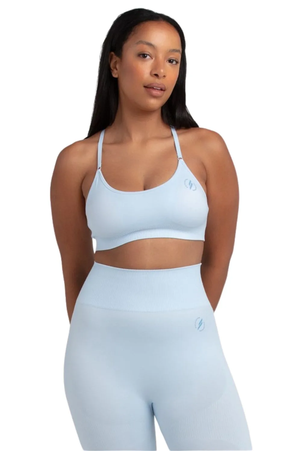 Doyoueven Women’s Seamless Accelerate Crop Top - Light Blue