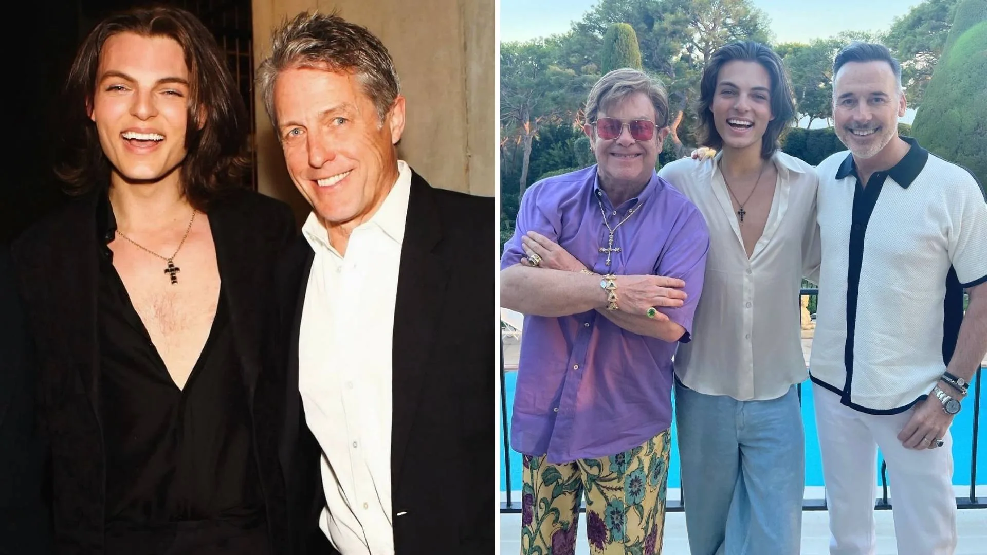 Damian Hurley and Hugh Grant and with Elton John and David Furnish