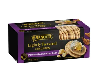 Arnott&rsquo;s Light Toasted Crackers Parmesan & Caramelised Onion