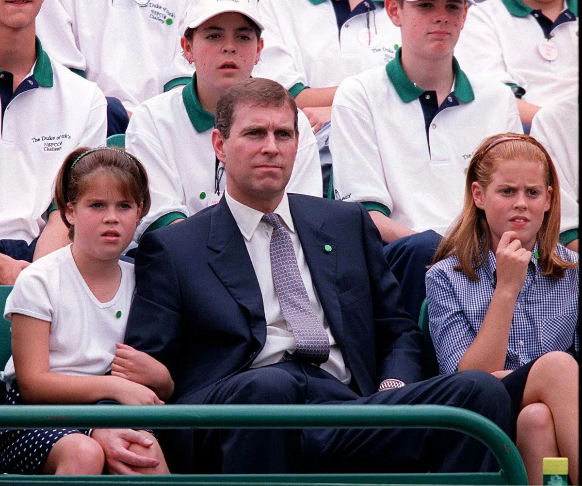 Young Prince Andrew with daughters Beatrice and Eugenie