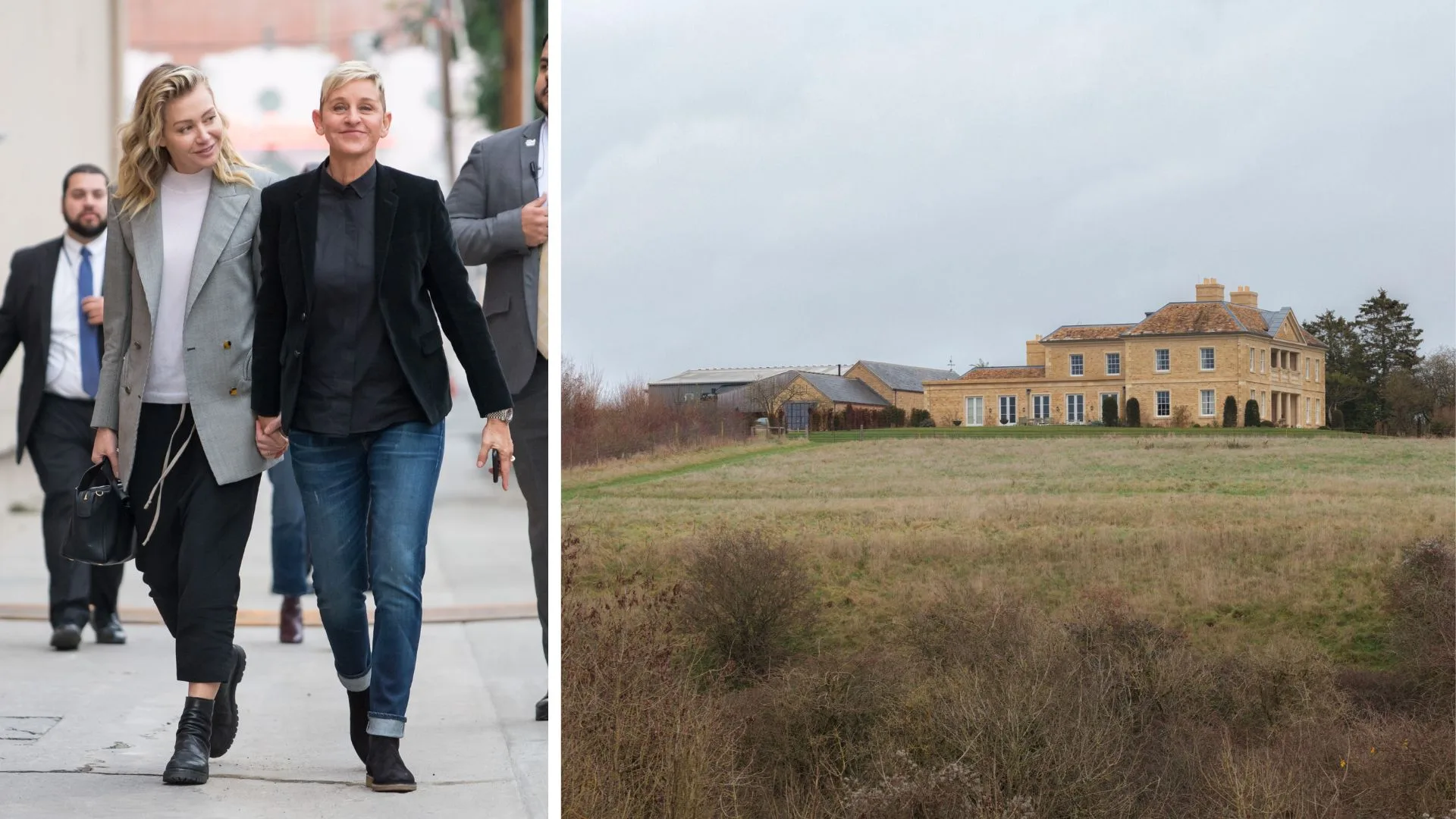 portia and ellen next to a photo of the cotswolds