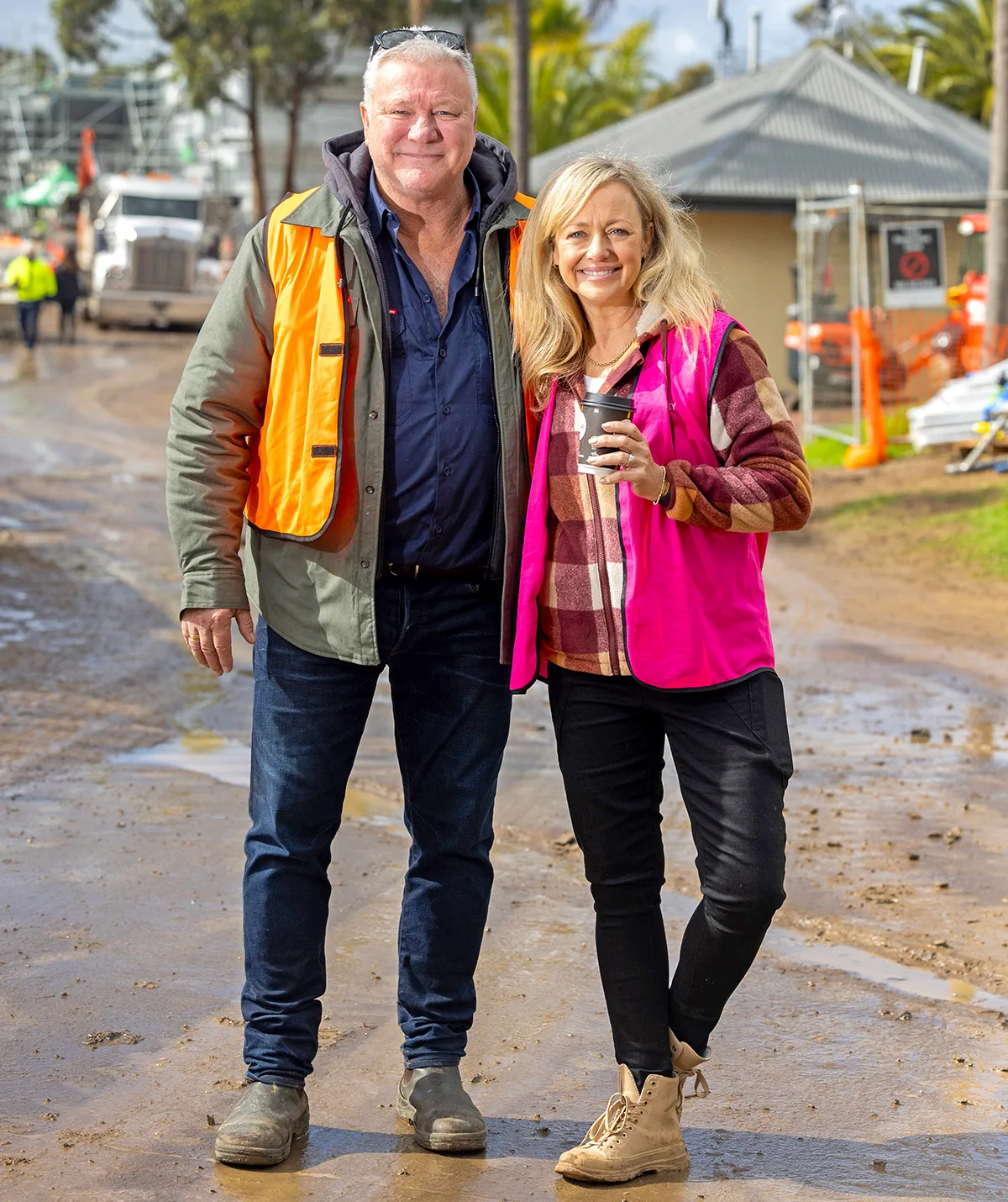 Shelley Craft poses alongside Scott Cam on the set of The Block 2024.