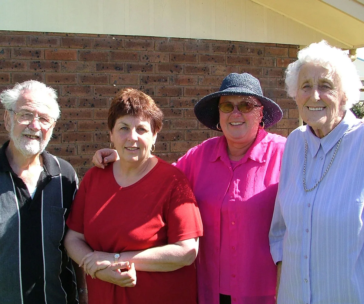 Cathy Megson-McAllister (in pink) with her dad, sister and mum.