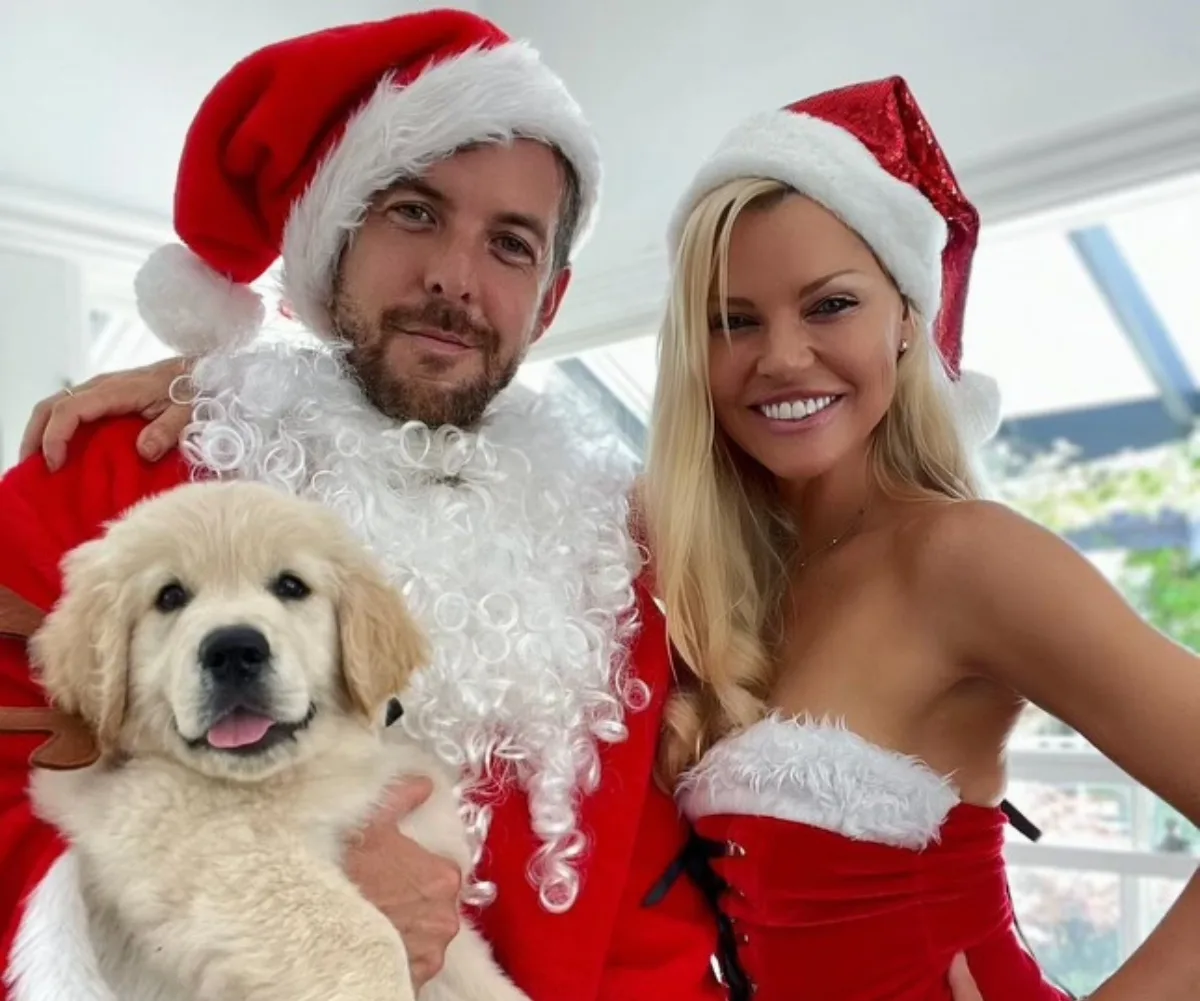 sophie monk, her partner josh and their puppy