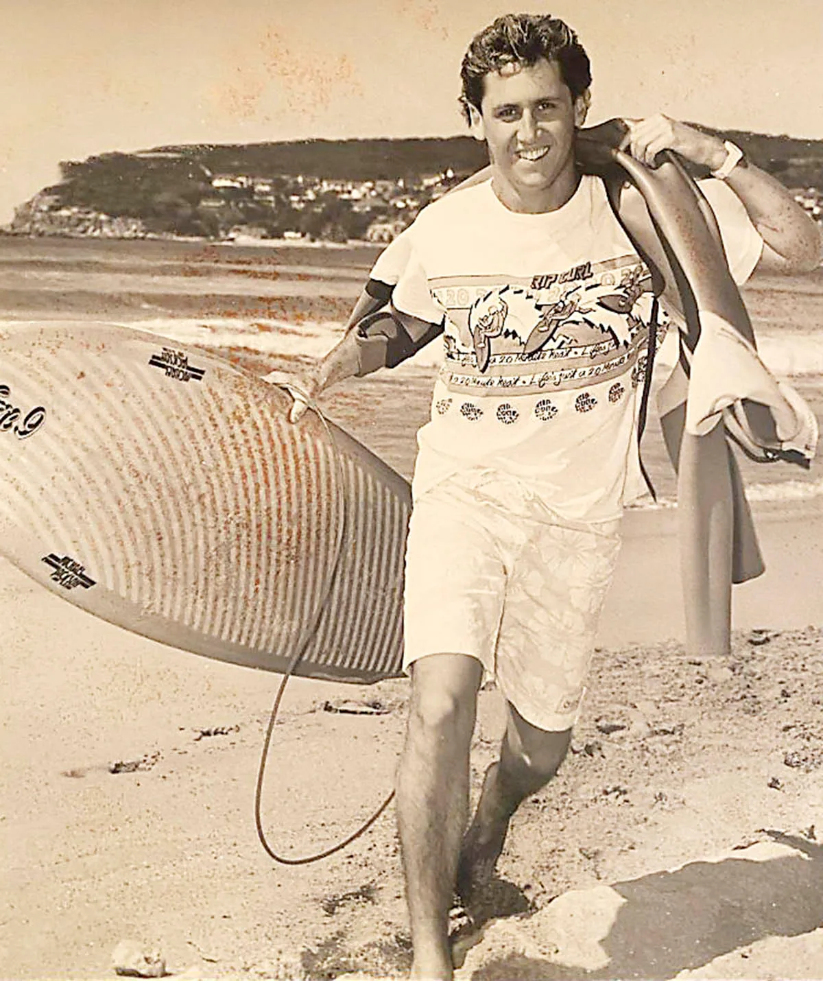 Surf-loving Larry at the beach in 1987. 