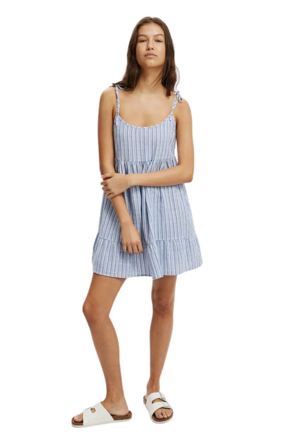 Blue stripe mini dress