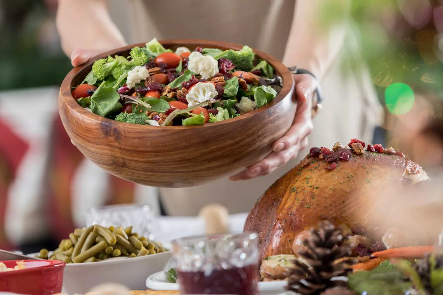 Christmas salad and ham