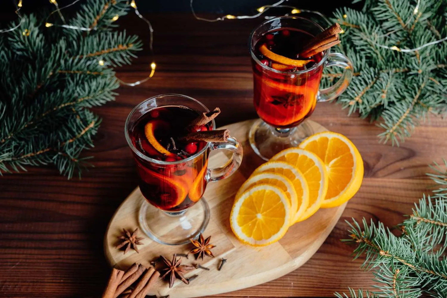 Christmas punch with oranges