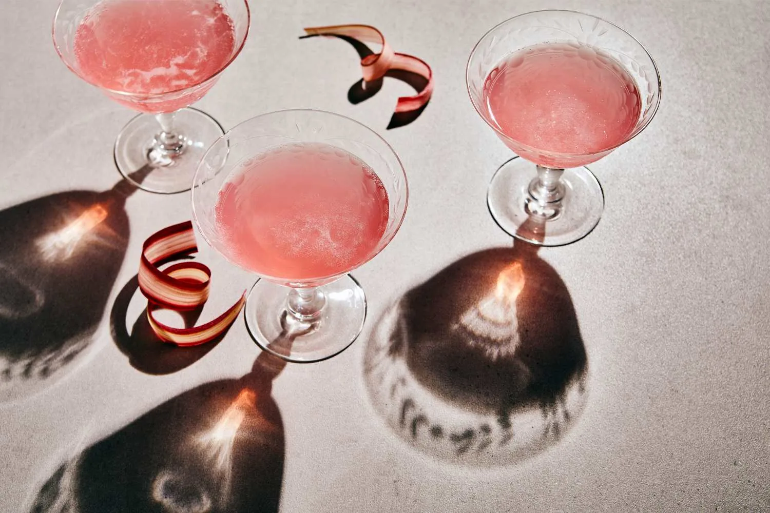 Cocktails in martini glasses