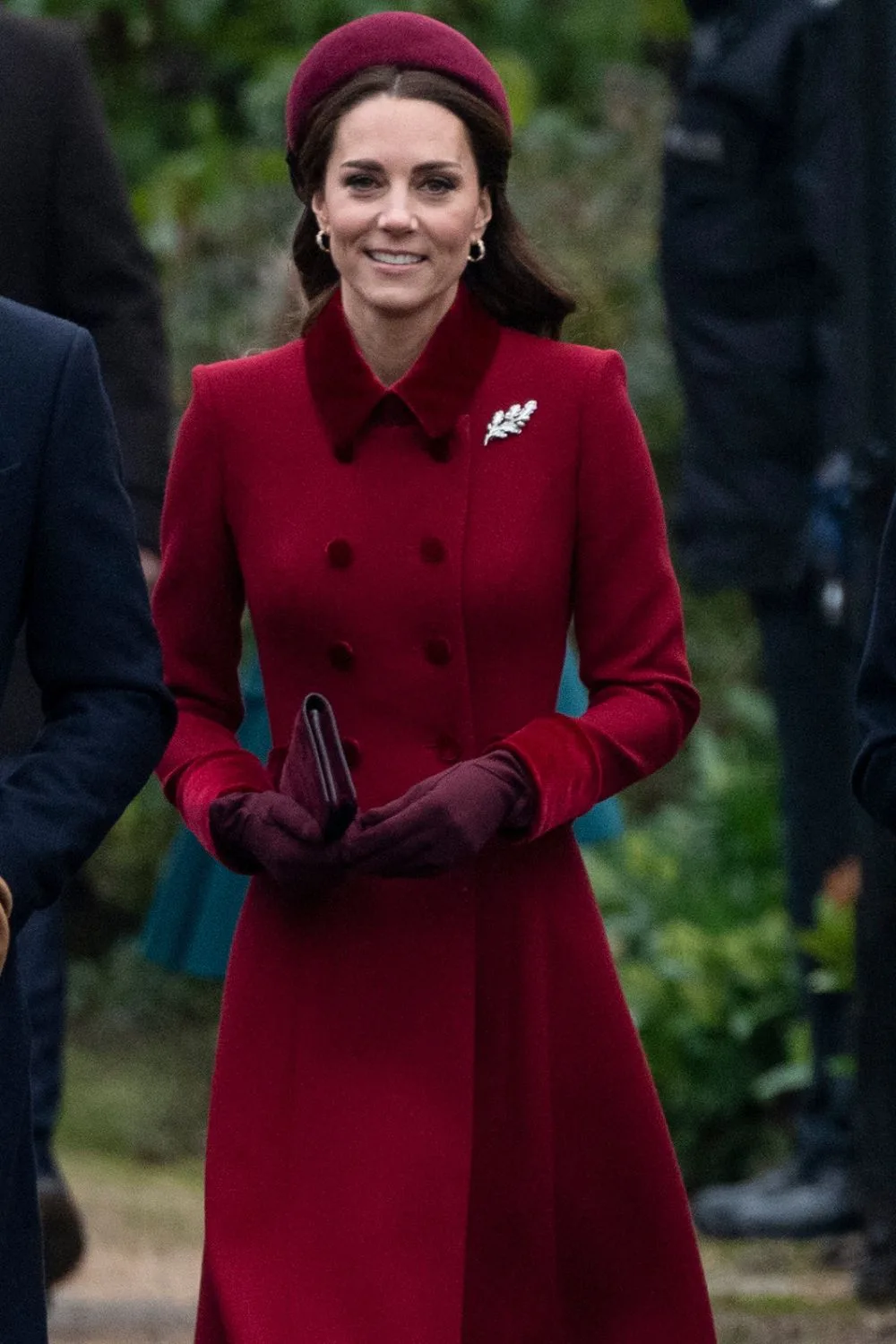 Kate Middleton in burgundy coat