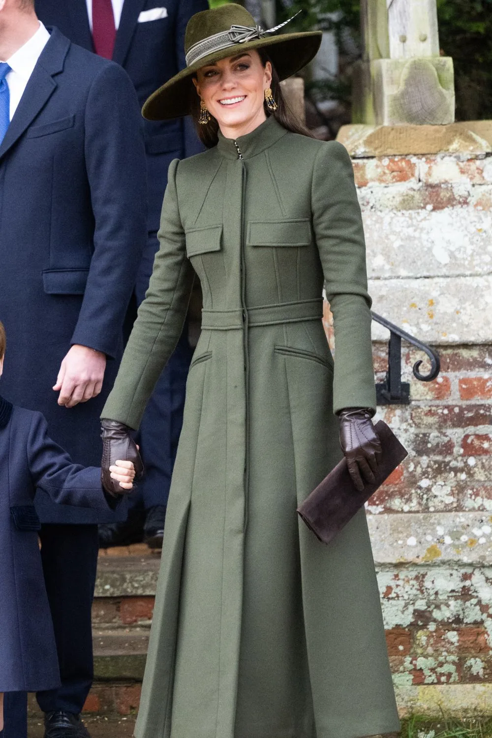 Kate Middleton in her green coat on Christmas