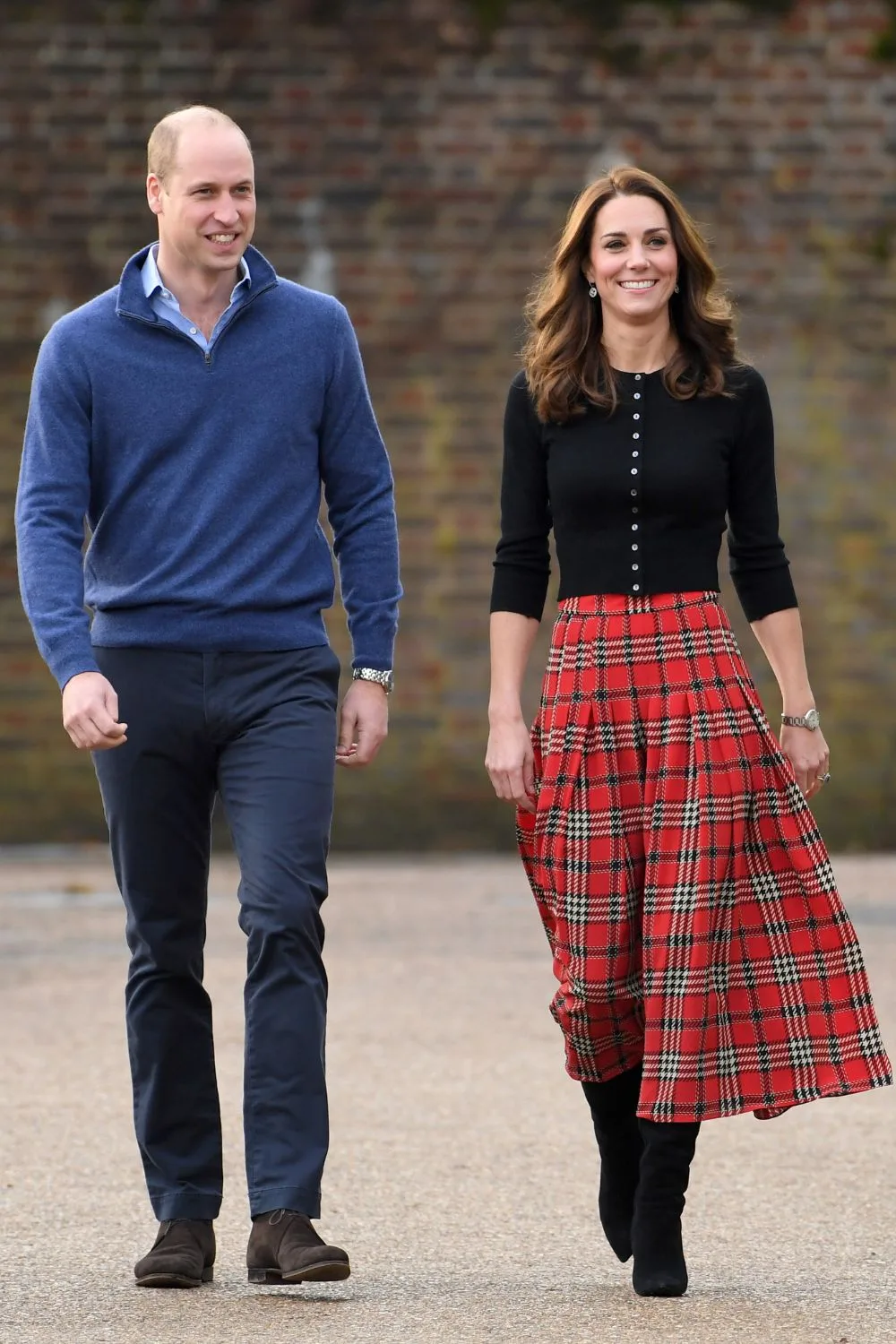 Kate in a tartan skirt with Will