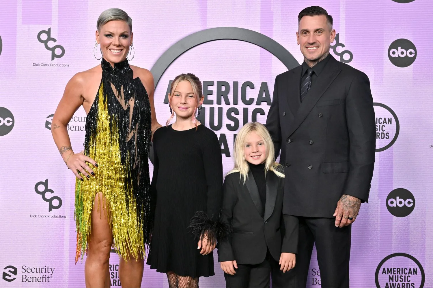 Pink with her husband and children