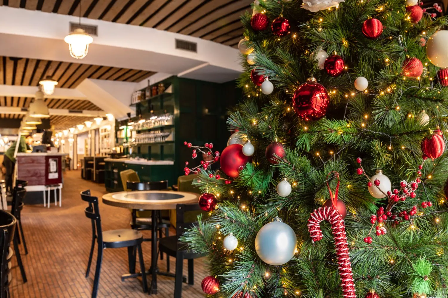 Christmas tree in restaurant