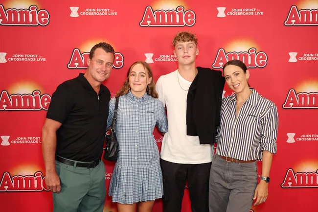 Leyton Hewitt, Ava Hewitt, Cruz Hewitt and Bec Hewitt attend the opening night of "Annie"