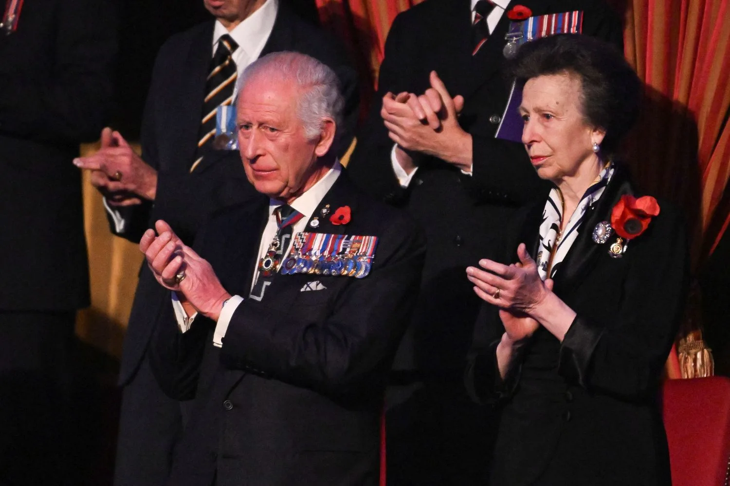 King Charles III and Princess Anne, Princess Royal attend the Royal British Legion Festival of Remembrance at the Royal Albert Hall on November 9, 2024 in London, England.