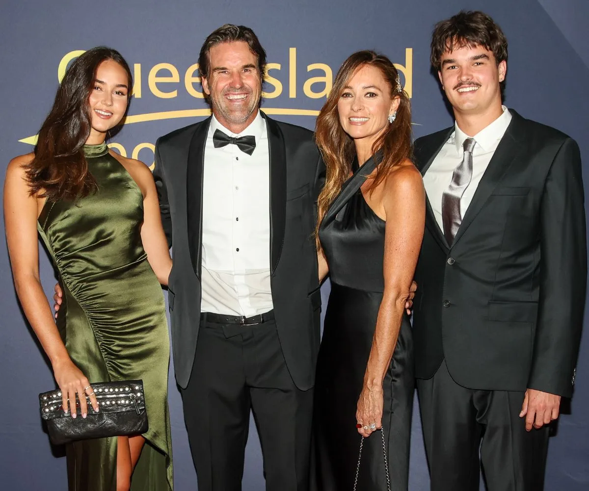 Pat Rafter with his wife and kids