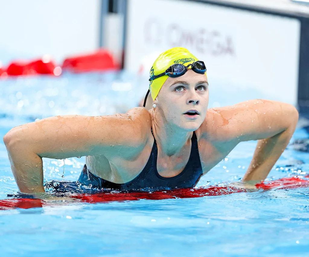 Shayna Jack of Australia in the Womens 100m Freestyle Semi Final during the Paris 2024 Olympic Games Swimming at the Paris La Defense Arena on July 30, 2024 in Paris, France.