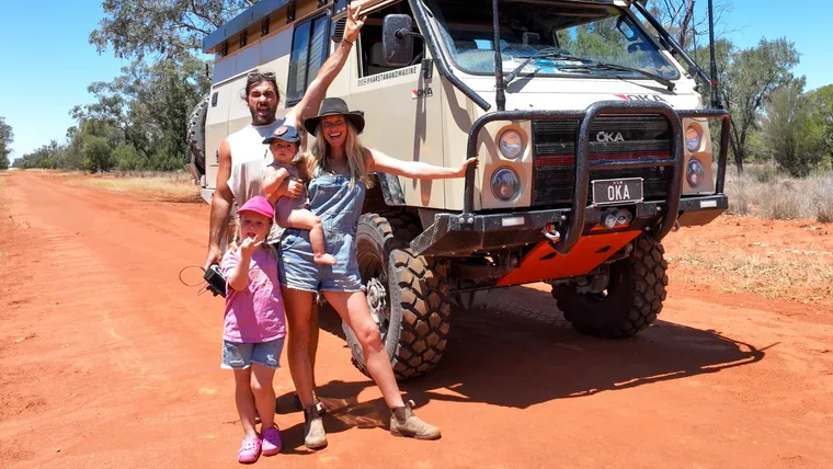 Karstan, Maxine and their family on the road.