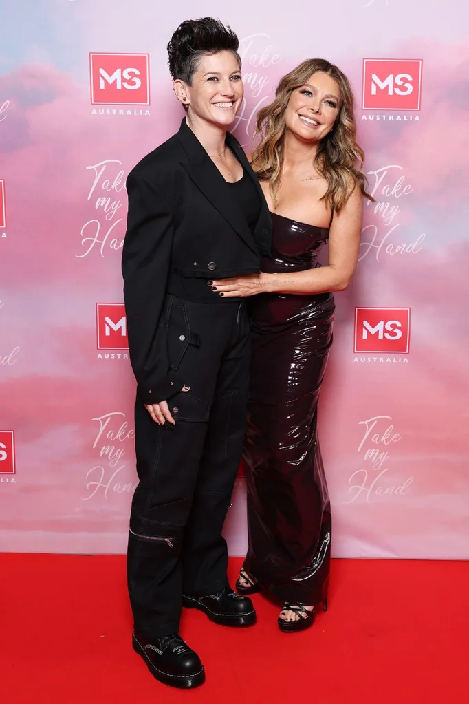 Pip Loth and Natalie Bassingthwaighte arrive at the "Take My Hand" Sydney Screening at The Entertainment Quarter on August 20, 2024 in Sydney, Australia.