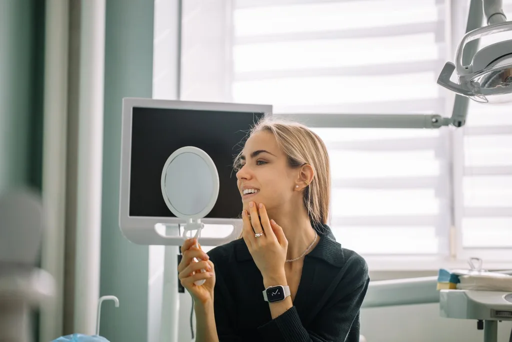 woman in a dentists office