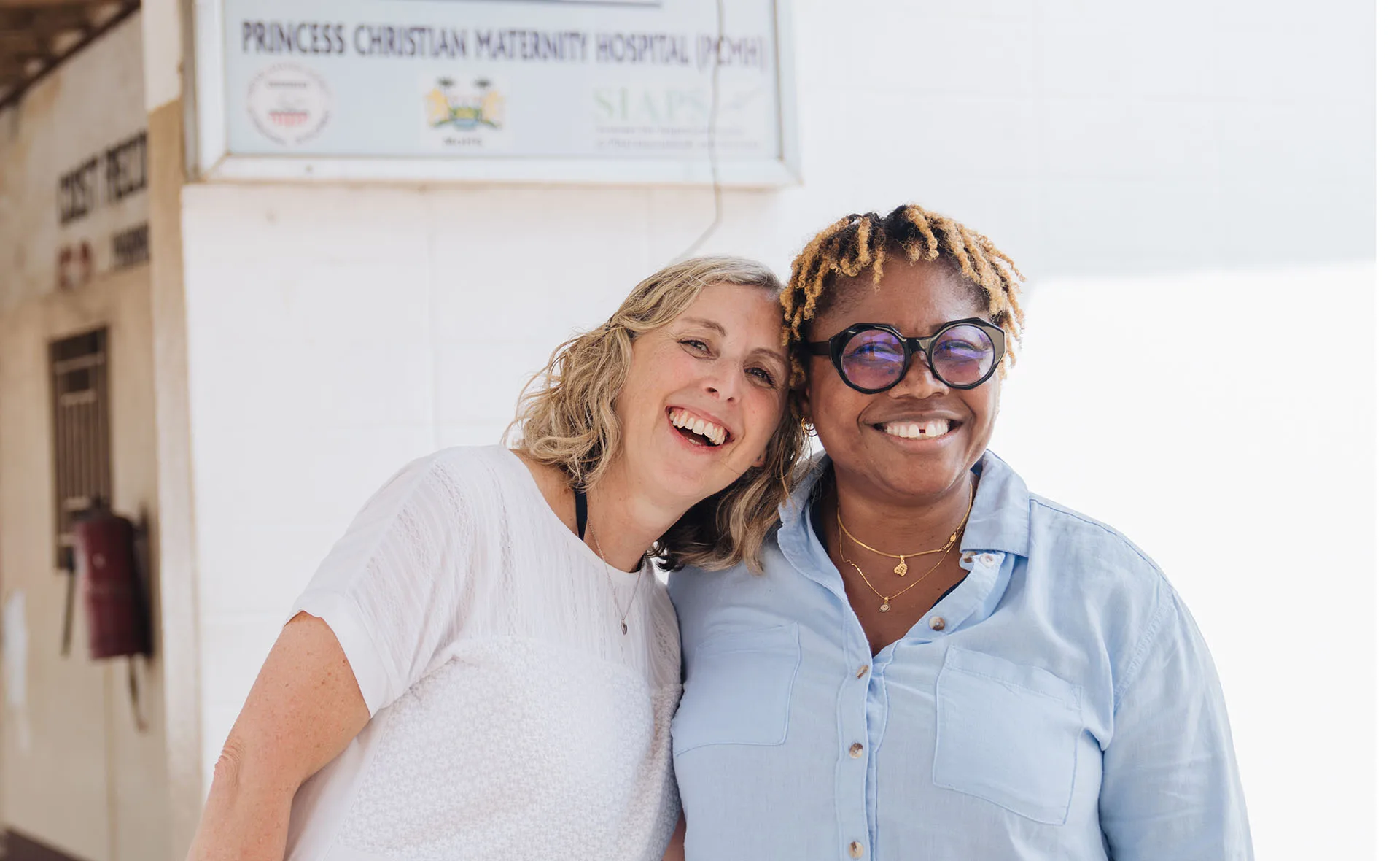 Catherine Conteh and Aly Hall visit Princess Christian Maternity Hospital, the place they first met 30 years ago. (Image: Supplied)