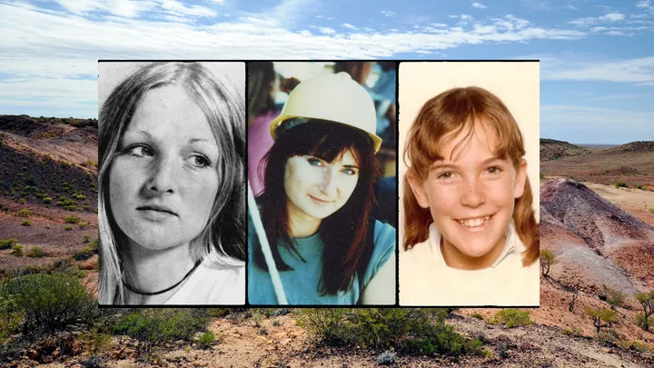 Three images, of two young women and a young girl are set in a line against the backdrop of a rural landscape.