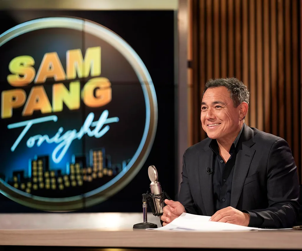 Sam is thrilled to be hosting his own talk show.