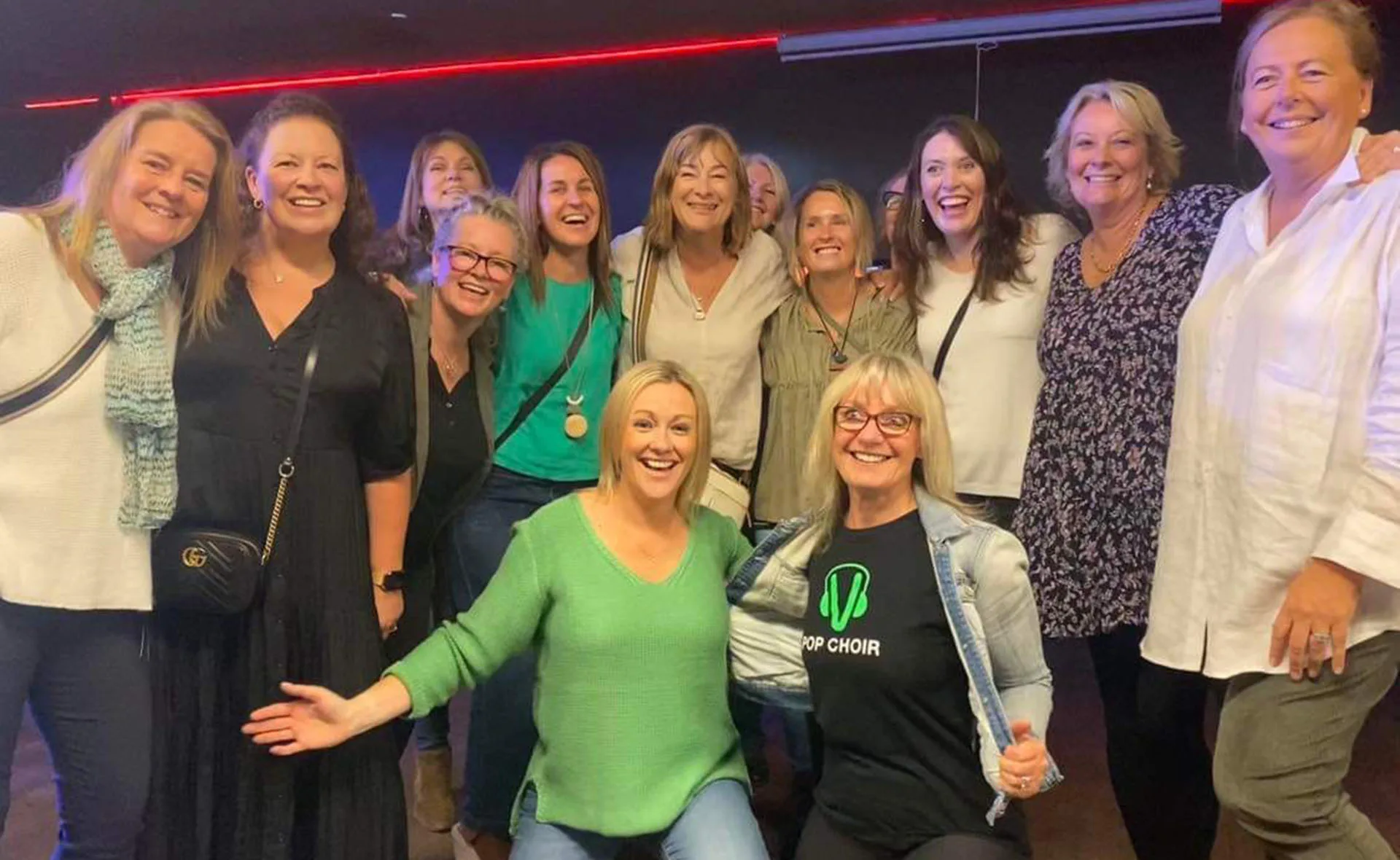 The Pop Choir, L-R, Tara, Nikki, Nikki, Ingrid, Amanda, Jo, Bridget, Amanda, Cathy. Front - Lindsey and Allison. (Image: Supplied)