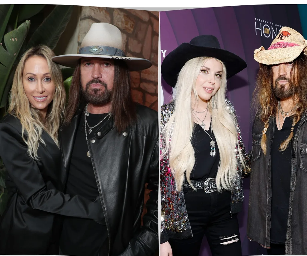 Two side by side images of couples.