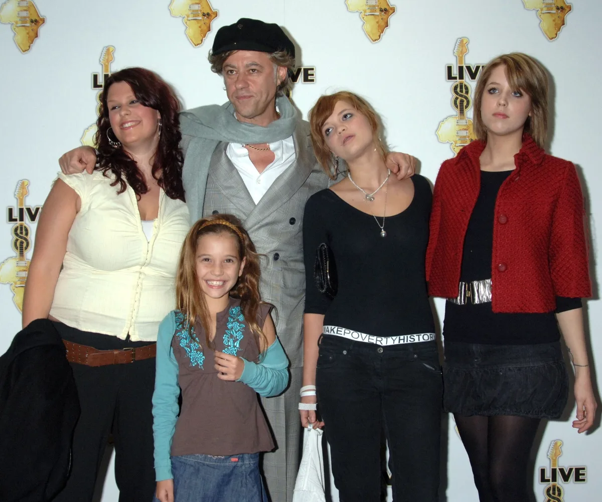Bob Geldof poses with his daughters and Tiger Lily on the red carpet.