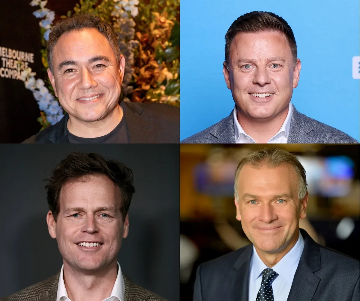 Four images of men smiling to camera.