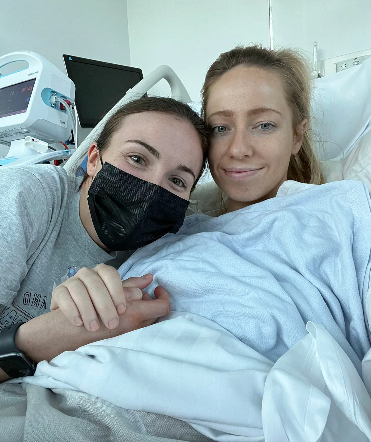 Mac was at my bedside after breast surgery. (Image: Supplied)