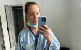 Erin Doyle during 6 weeks of radiation. (Image: Supplied)