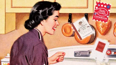 50s illustration of woman in kitchen