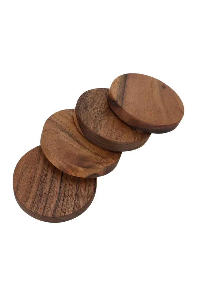 Anko Acacia Wood Coasters, 4 Pack