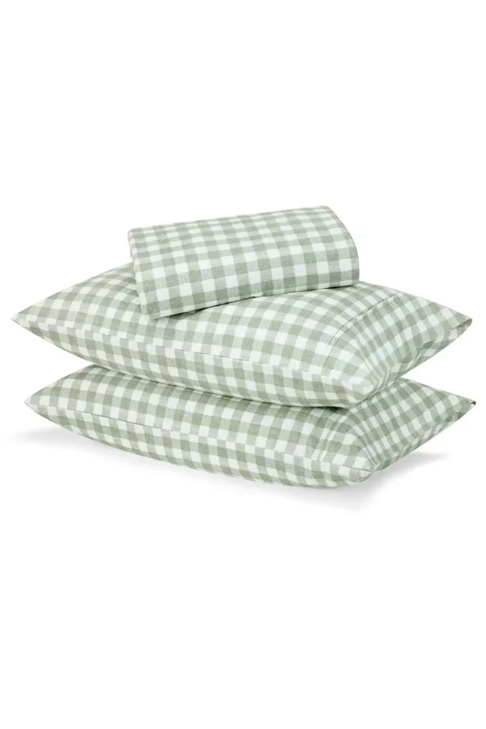 KMART Gingham Flannelette Cotton Sheet Set - Queen