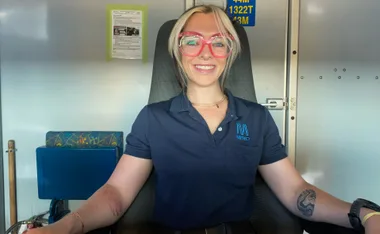 Chelsea Taylor at work as a train driver. (Image: Supplied)