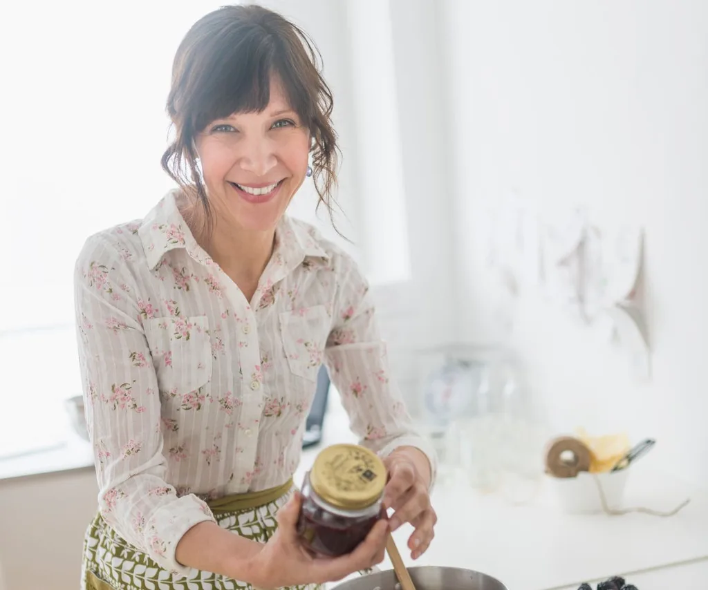 Woman making jam