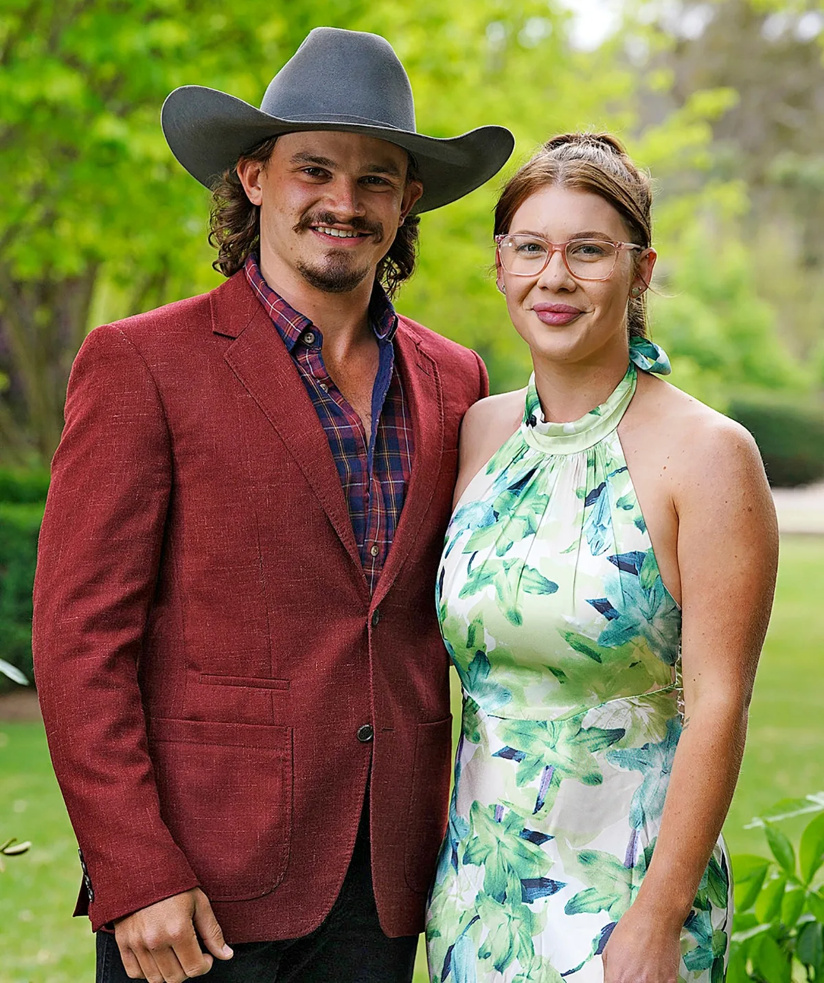 Farmer Jarrad and Chloe stand together in a still from Farmer Wants A Wife