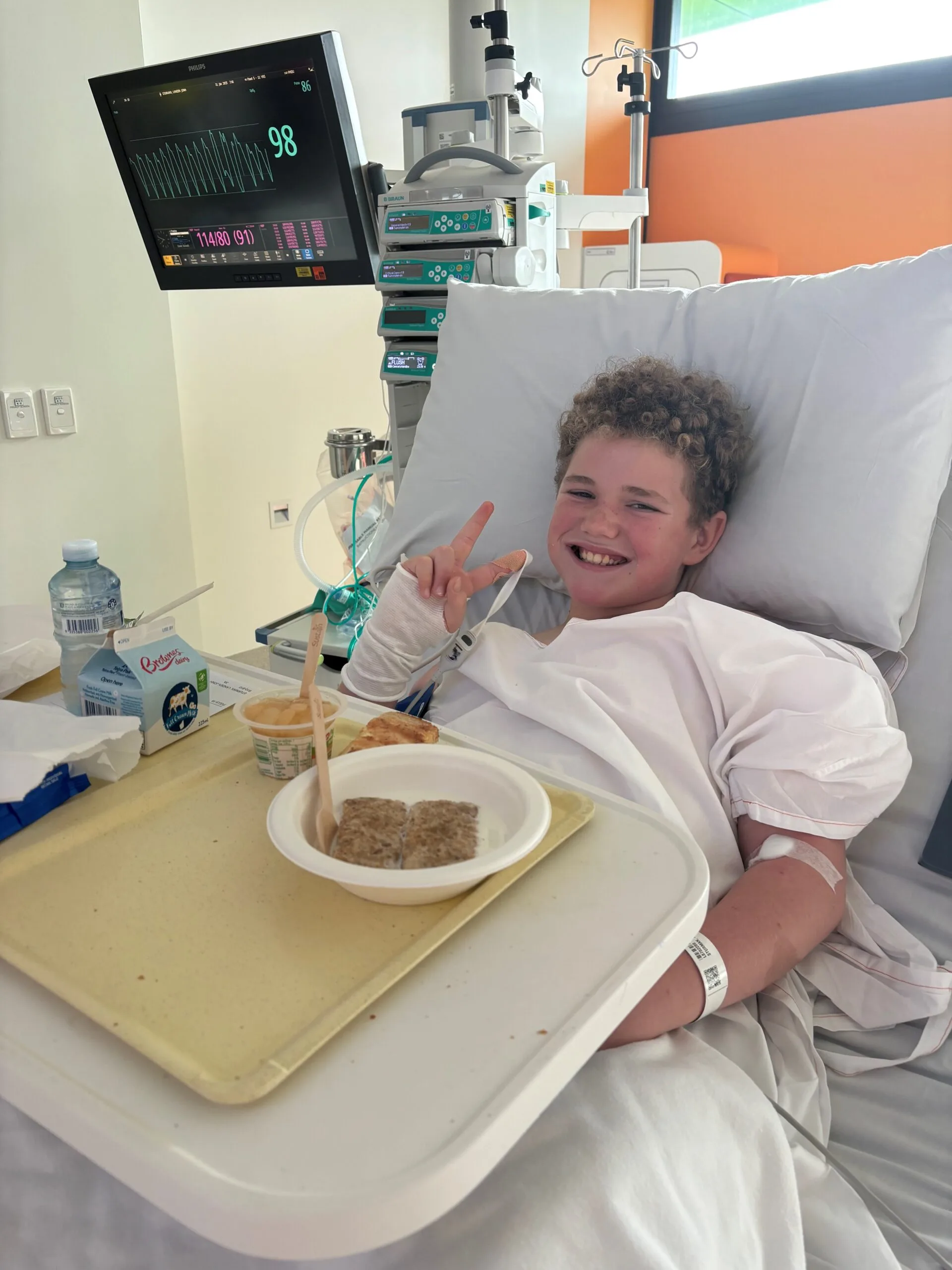 Landen's operation was a success, although he needed to spend three days lying flat on his back