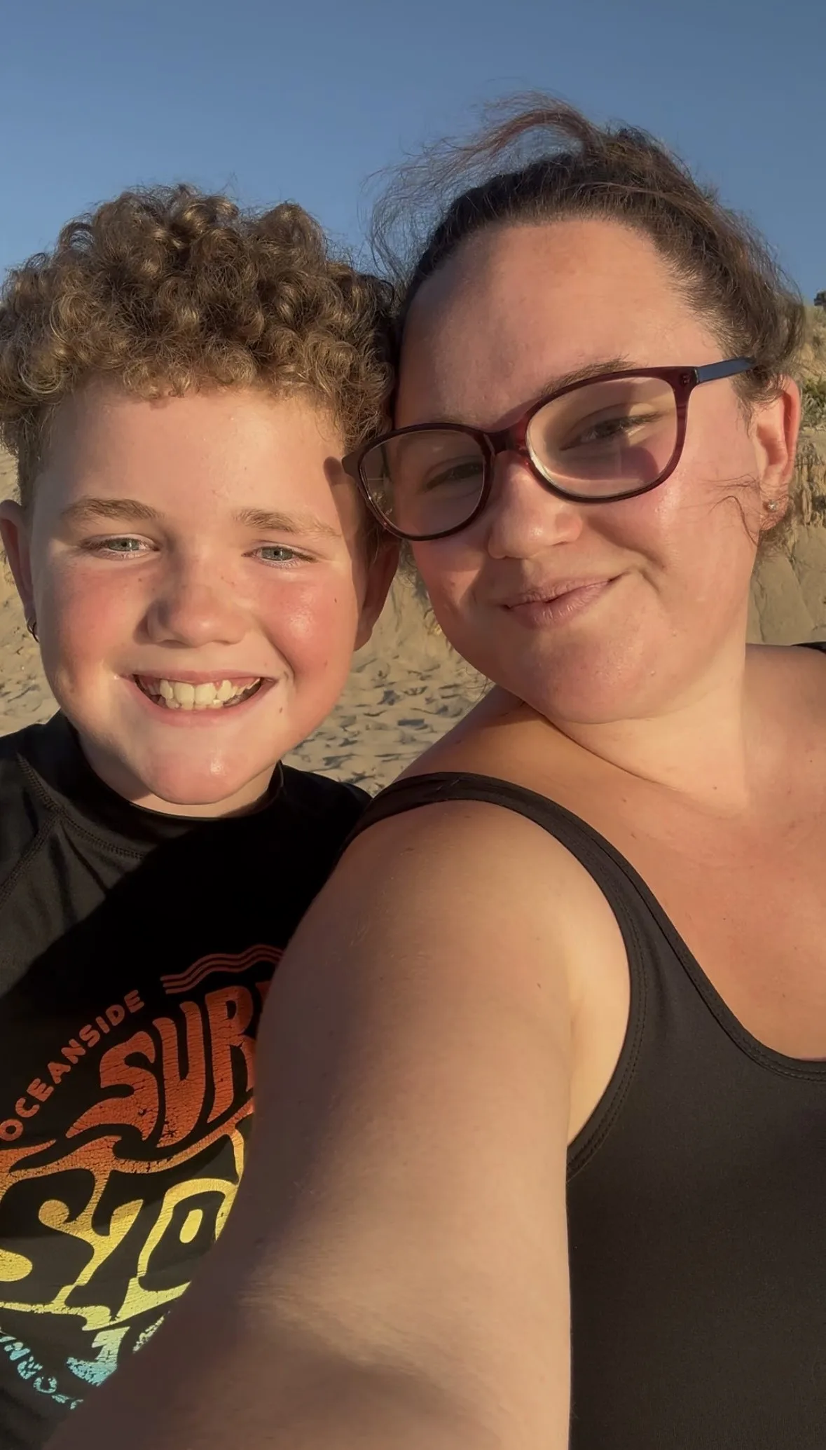 Landen Sturman (left) with his mum Emma Sturman (right) Image: Supplied