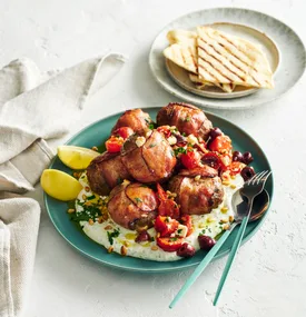 Air fryer Greek lamb rissoles with tomato salsa