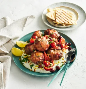 Air fryer Greek lamb rissoles with tomato salsa