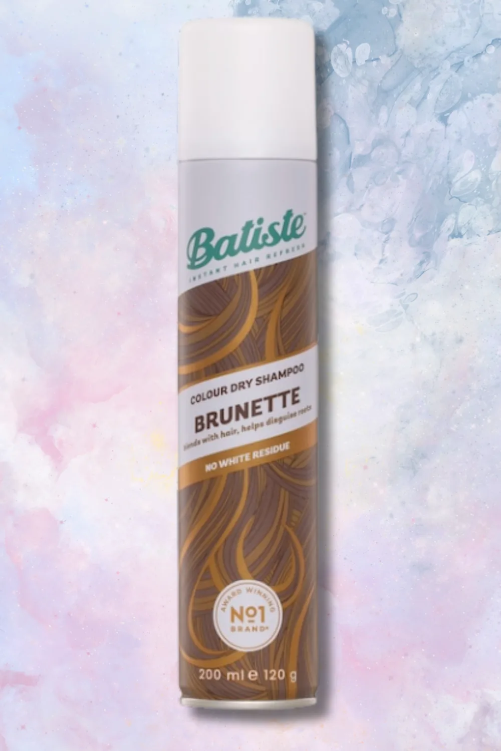 Batiste Colour Dry Shampoo Brunette on marble background
