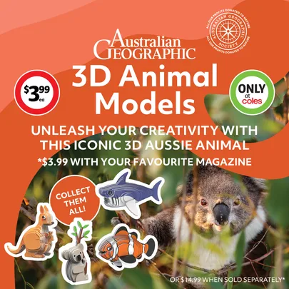 Australian Geographic 3D Animal Models – just $3.99 with your favourite magazine at Coles!