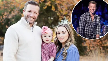 Luke Jacobz with wife Raychel and daughter Maisie.