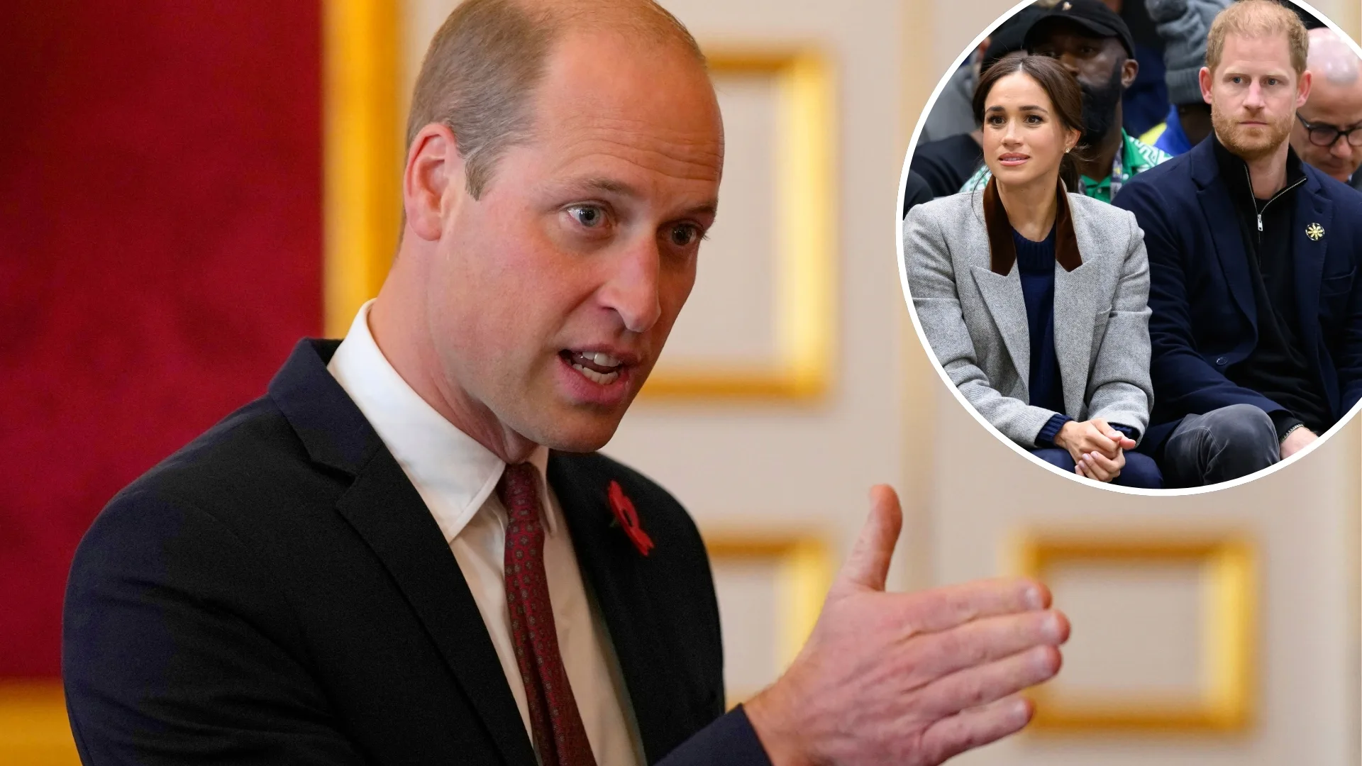 Prince William, INSET: Meghan & Harry