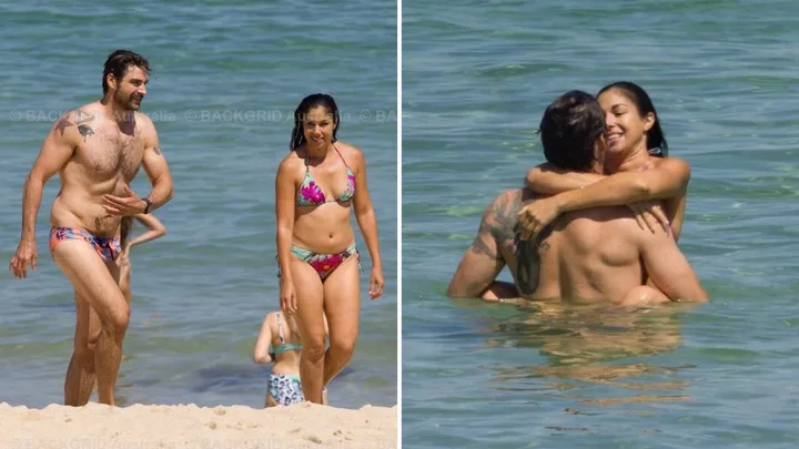 Sarah Roberts enjoys romantic beach day with new partner