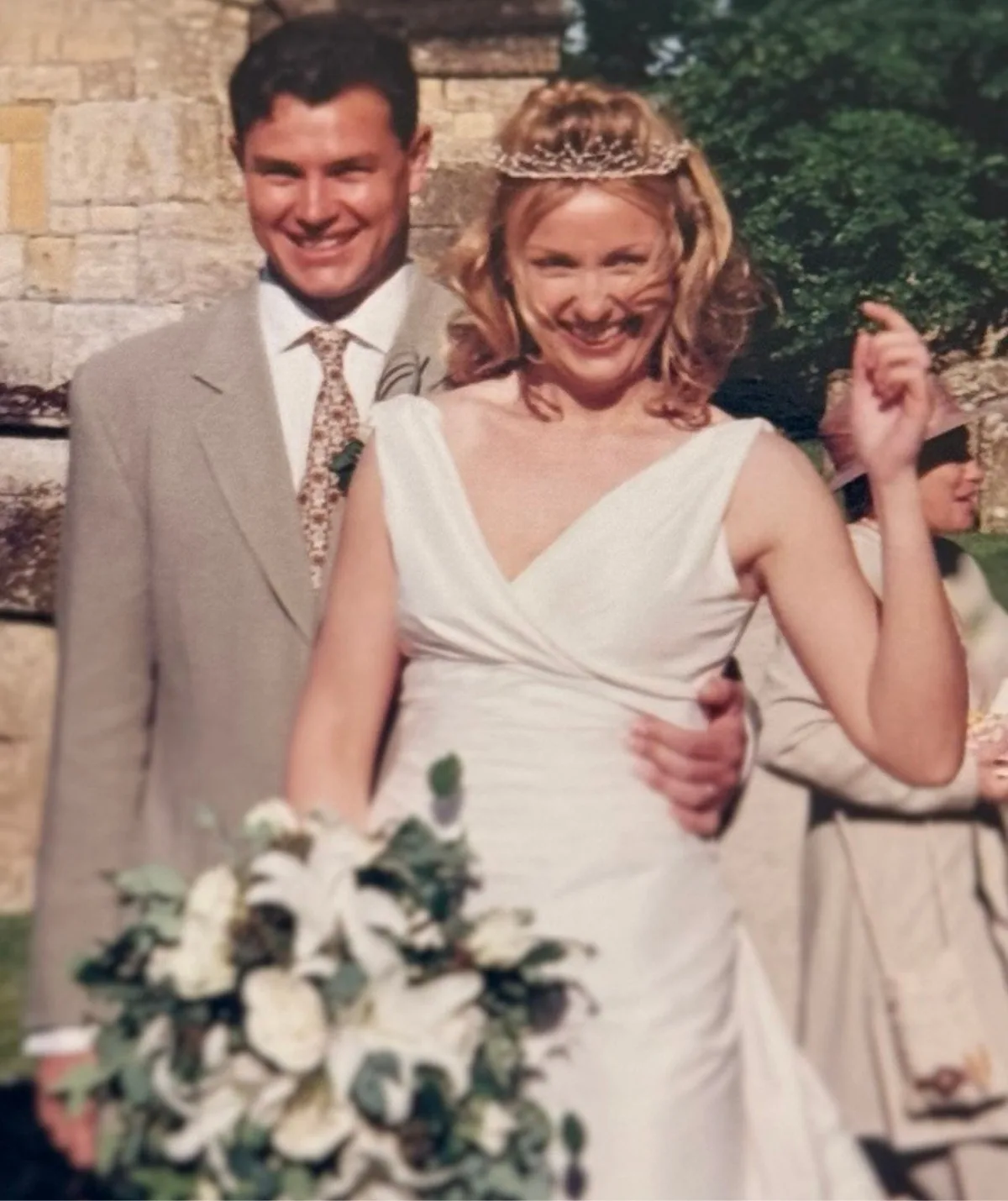 Mark and Jane are seen on their wedding day in England.